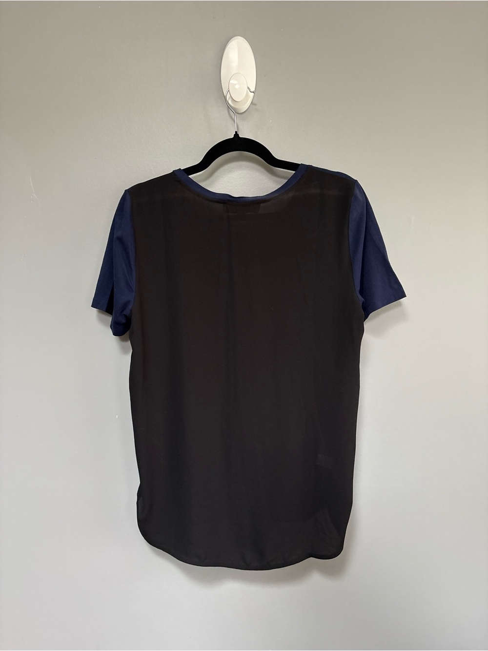 LOFT Navy Beaded Gem Short-Sleeve Women's Top Size M Black Sheer Back NWT - Picture 5 of 6